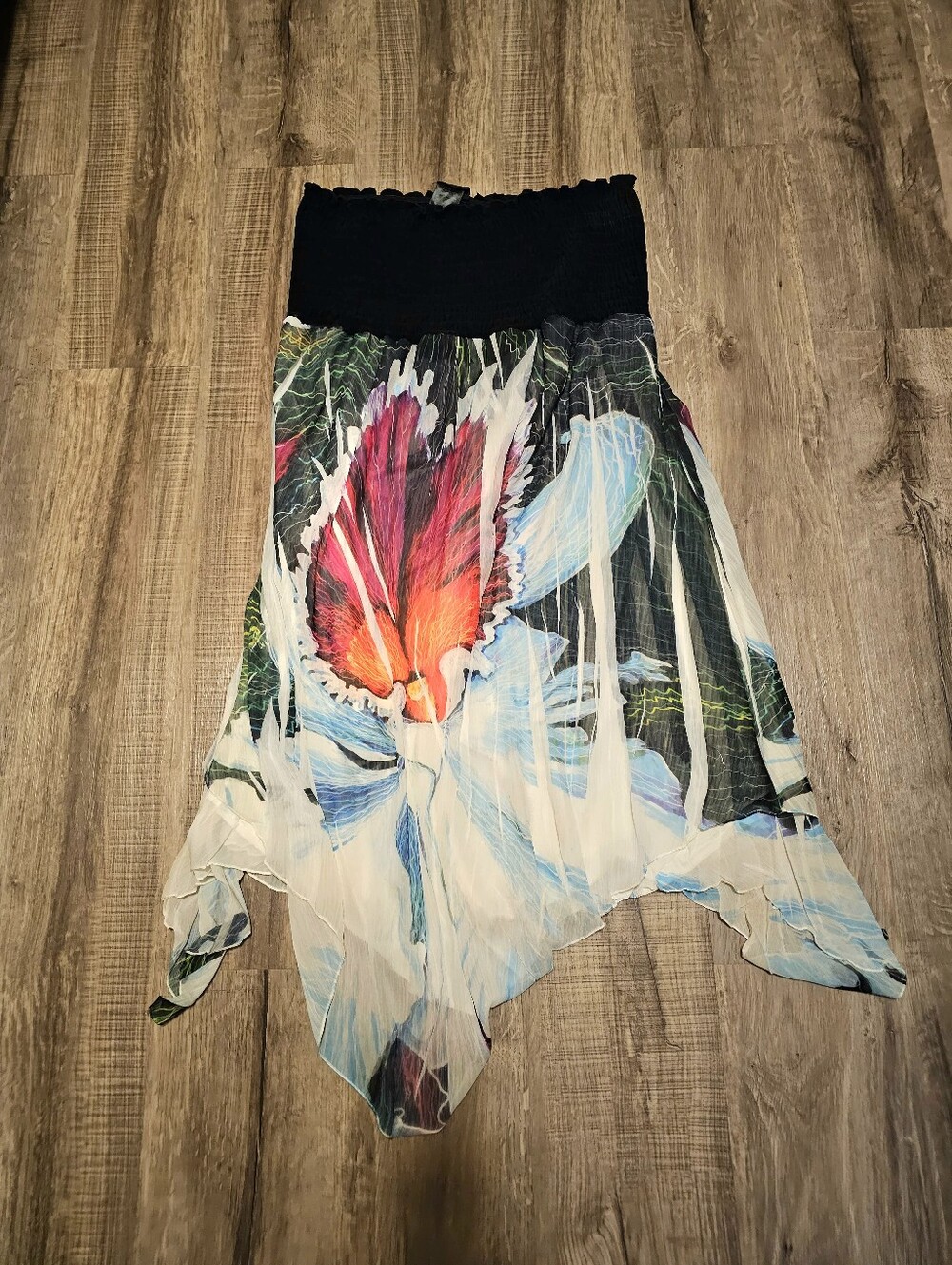 Torrid Tropical Tube Dress! Multicolor Floral Sharkbite Hem